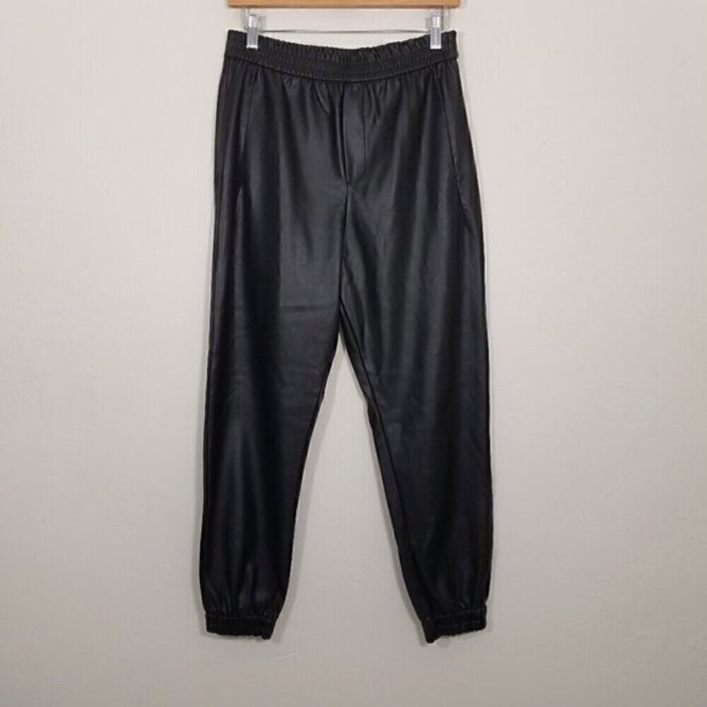 Zara Faux Leather Jogger Pull-On Pants Black Size M